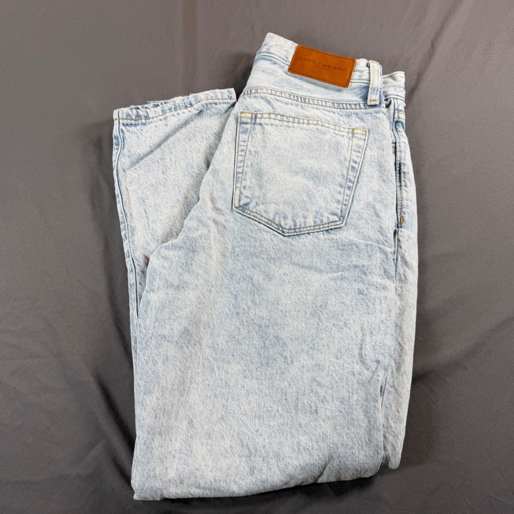 Lucky Brand High Rise Straight Leg Light Wash Acid Jeans 4/27A Distressed Hem